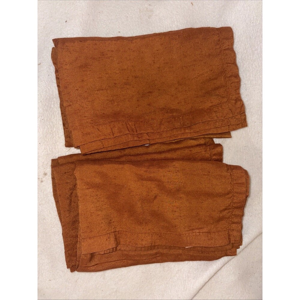 Crate & Barrel Samara Copper Napkins Set 6 Fall Thanksgiving Burnt Orange EUC